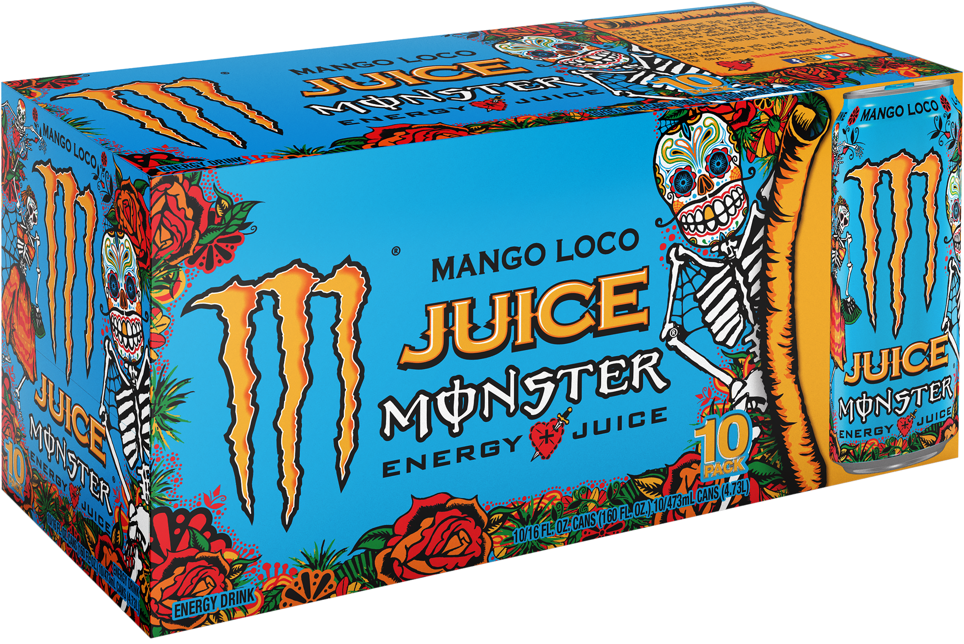 Monster Juice Mango Loco 16oz 10 Pk - Box (3335x2250), Png Download
