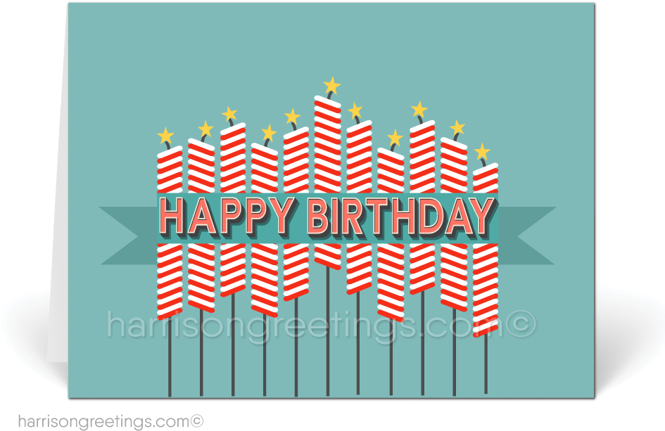 Retro Happy Birthday Cards For Customers - Illustration (946x704), Png Download