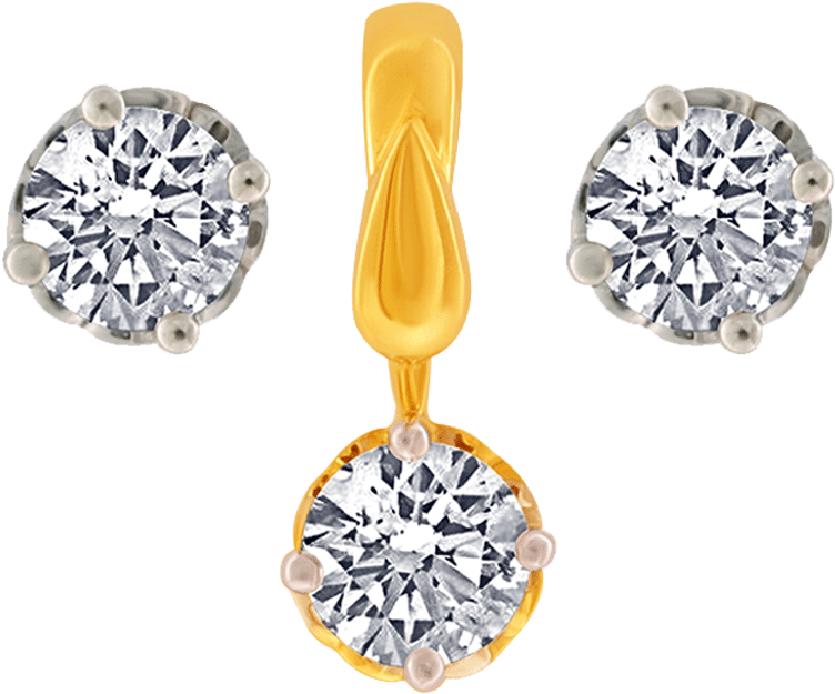 10kt Yellow Gold Pendant & Earring - Bengali Gold Design Catalogue (1000x1000), Png Download