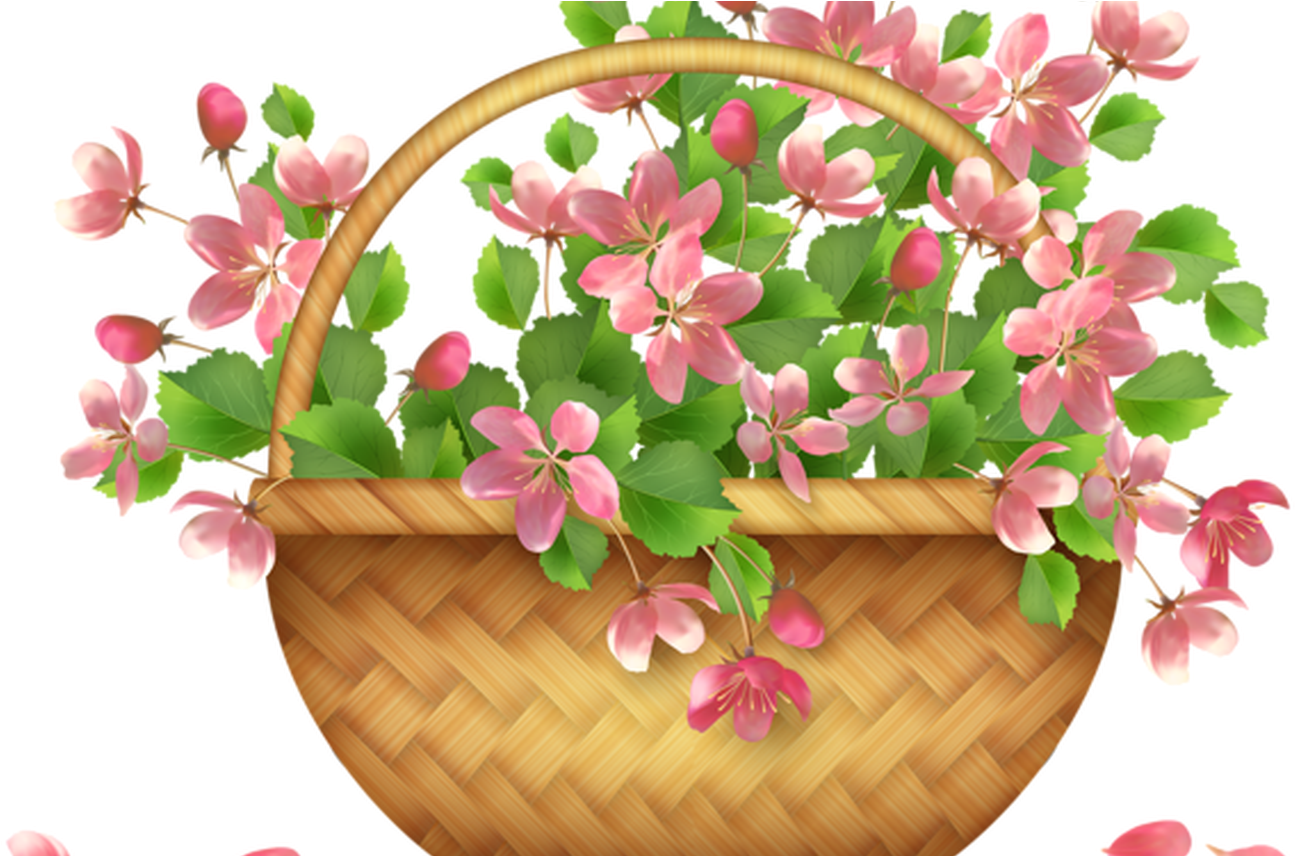 Spring Flower Basket Png Clipart Art~flower Power - Flower Basket Clipart Png (1368x855), Png Download
