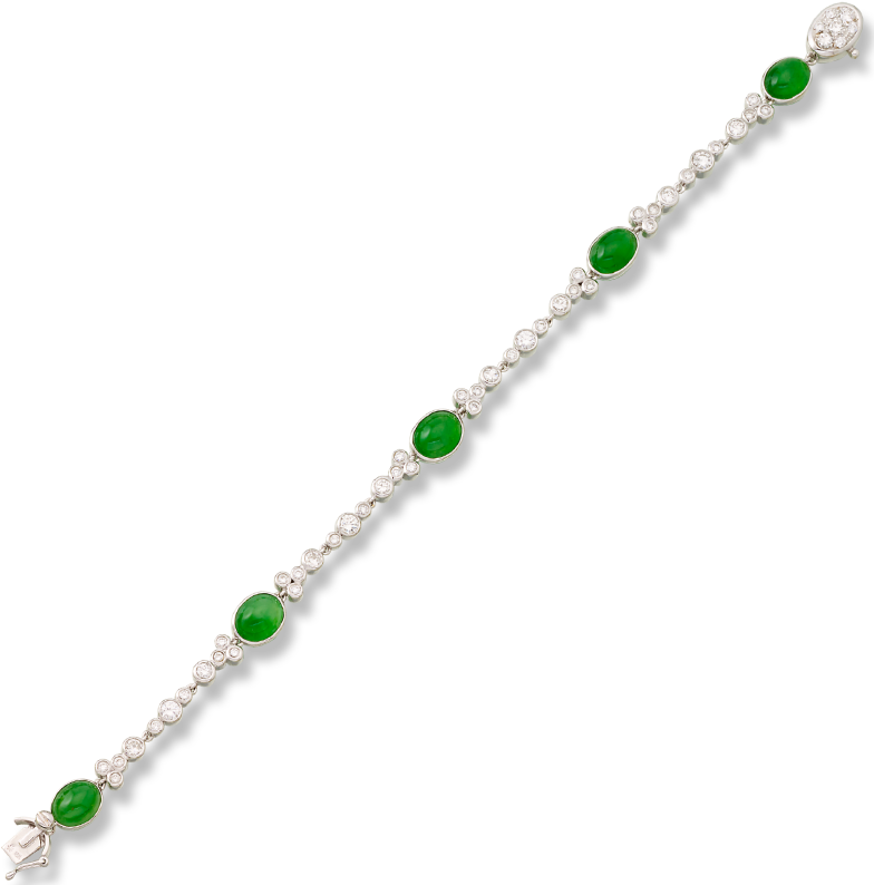Fine Green Jadeite Jade & Diamond Bracelet Mason-kay - Necklace (800x800), Png Download