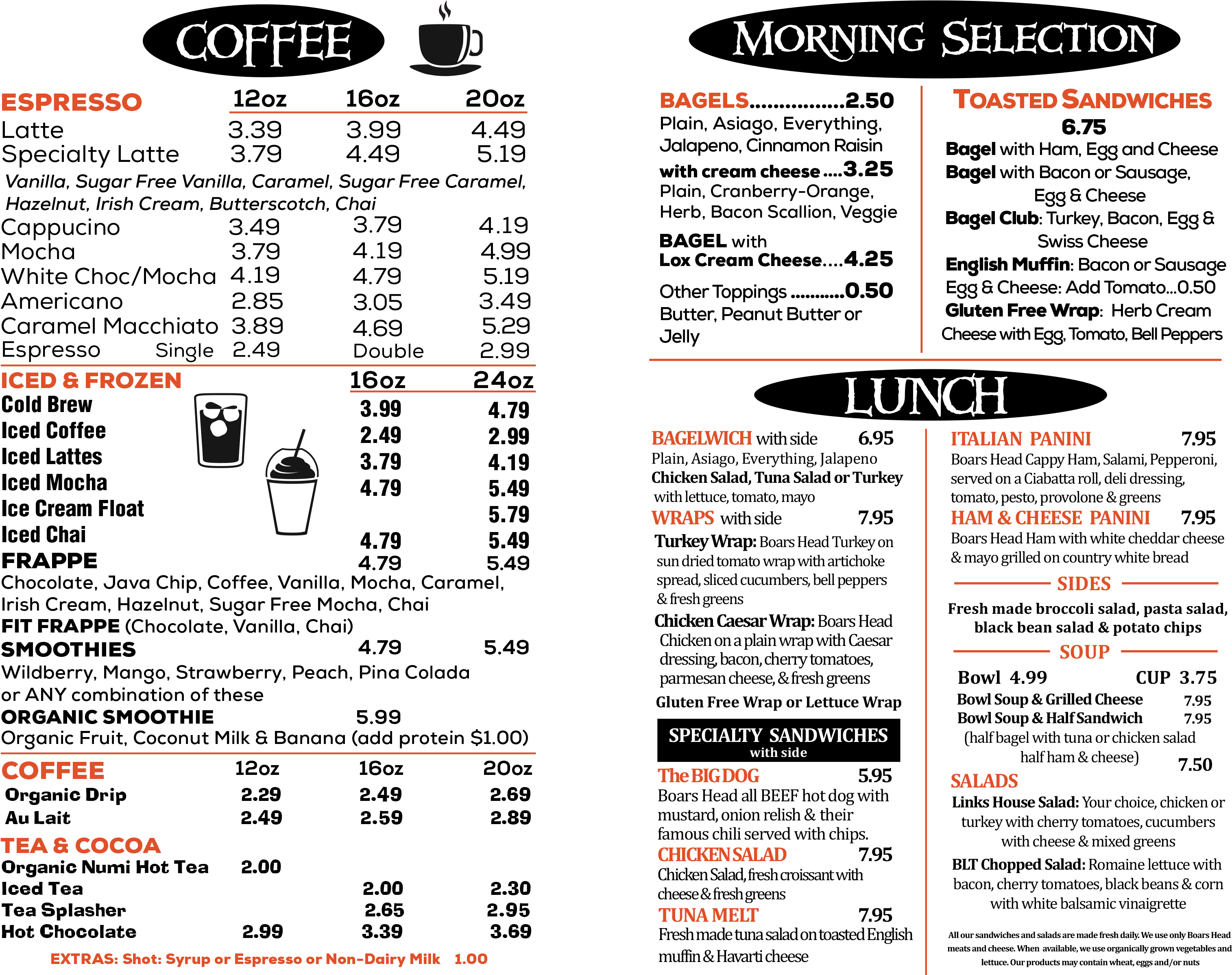 Links Coffee House Cafe Menu - Calligraphy (3111x2399), Png Download