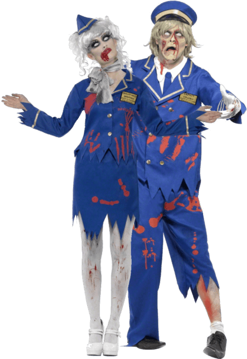 Zombie Pilot Air Hostess Couple Costumes Jokers Masquerade - Zombie Pilot (500x793), Png Download
