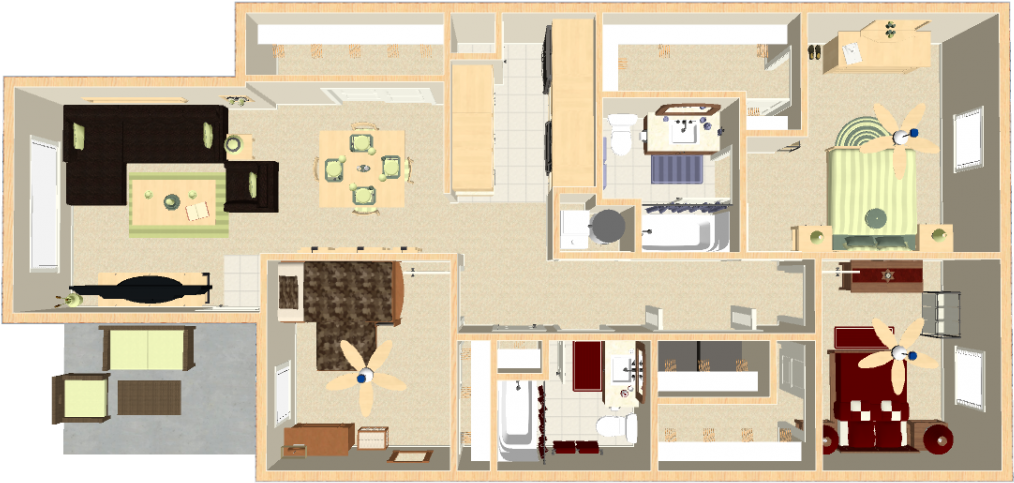 3 Bedroom Apartment - Floor Plan (1030x646), Png Download
