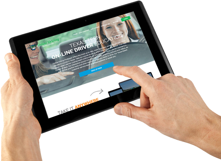 Odp Demo Driving School Website - Tablet User (767x654), Png Download