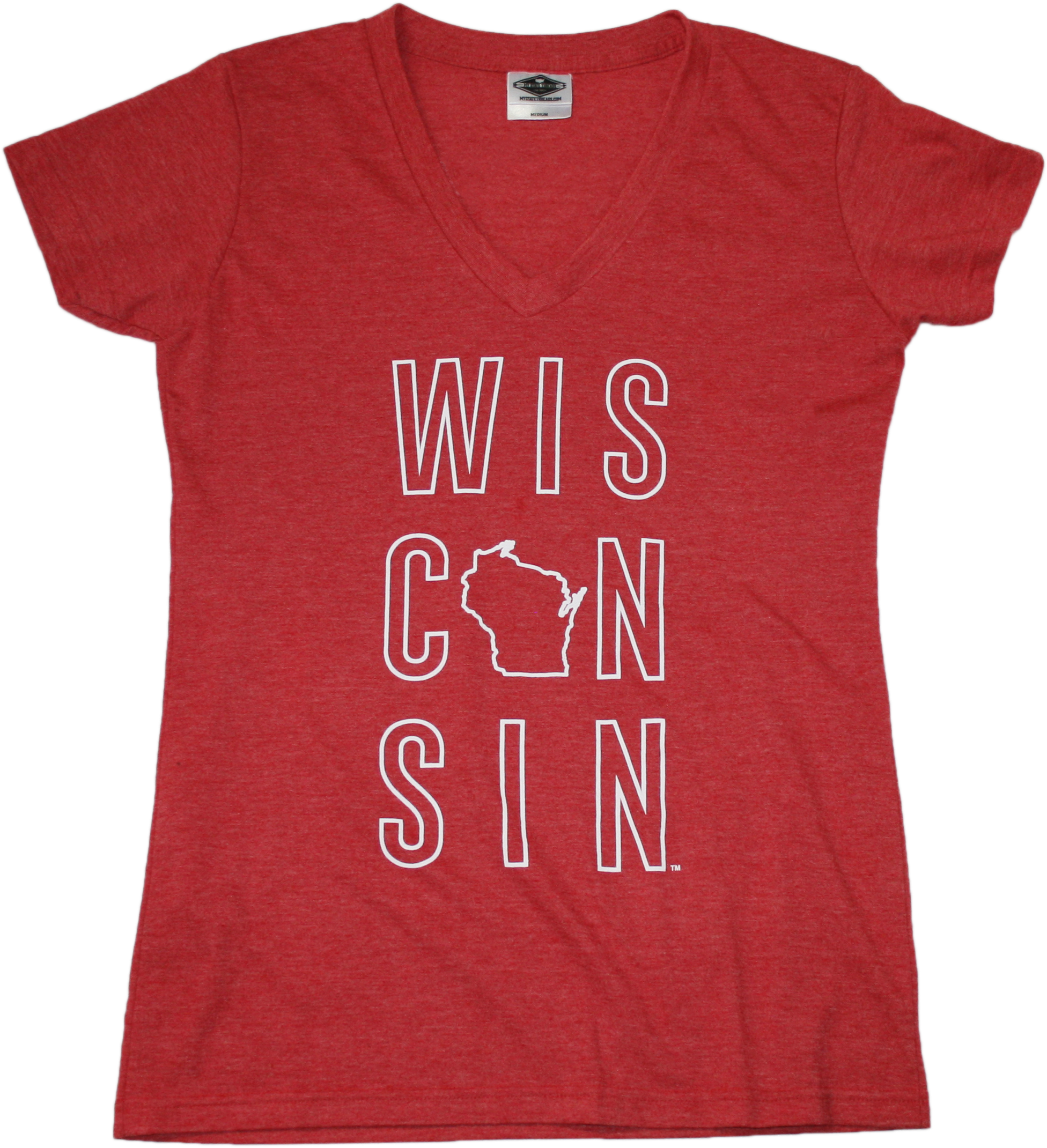 Wisconsin Ladies V-neck Tee - Active Shirt (2366x2247), Png Download