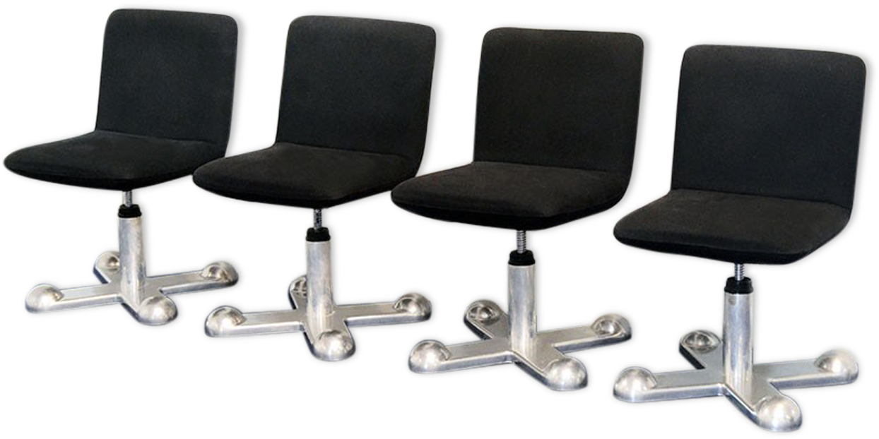 Set Of 4 Chairs On Wheels Design King & Miranda For - Office Chair (1457x1457), Png Download