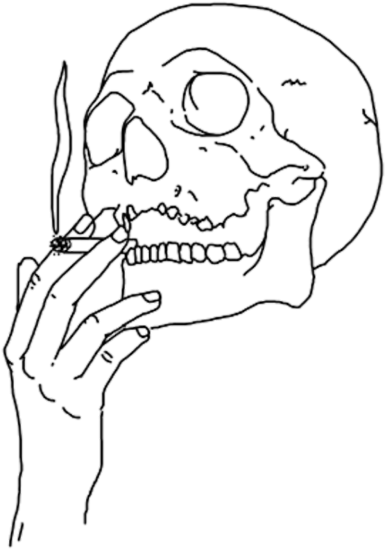 #tumblr #blackandwhite #skull #ciratte - Smoking Skull (1024x947), Png Download