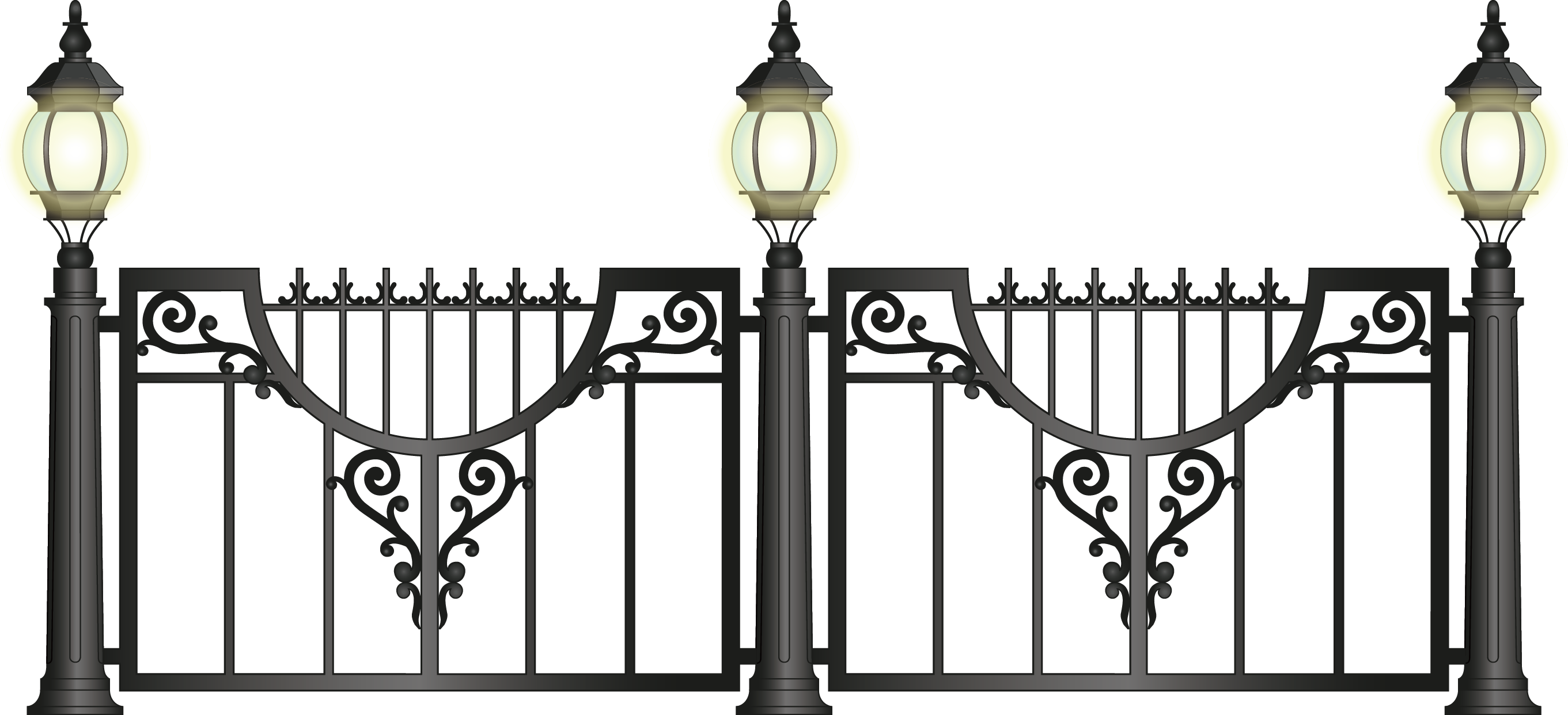 Jpg Transparent Download Street Light Fence Lantern - Fence Light Clipart (2722x1242), Png Download