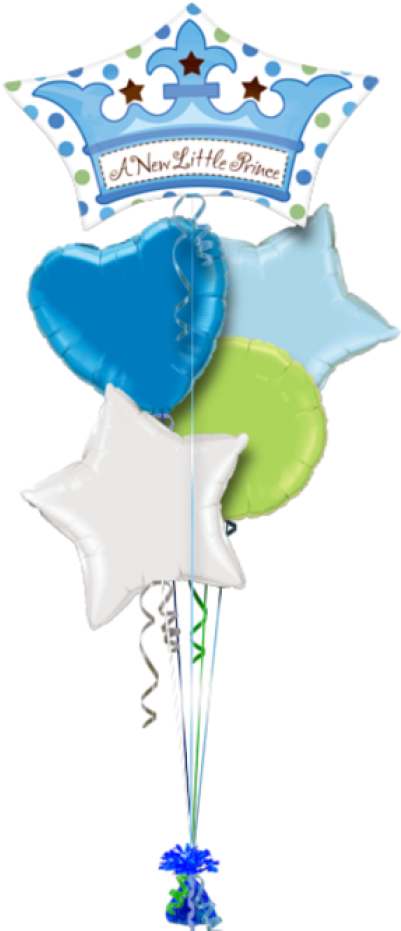 Little Prince Crown Balloon In A Box Helium Balloon - Its A Boy Balloons (400x959), Png Download