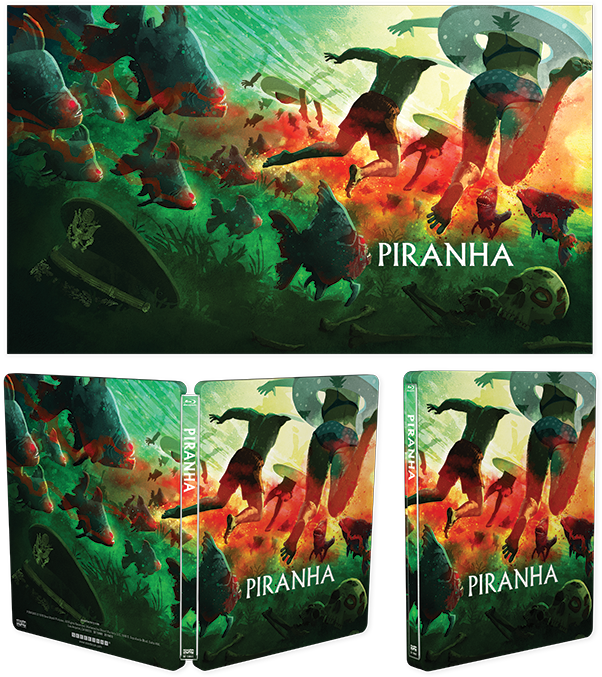 Piranha [limited Edition Steelbook] Exclusive Lithograph - Piranha 1978 Steelbook (648x700), Png Download