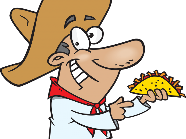 Taco Clipart Mexican Food - Cartoon Mexican Holding A Taco (640x480), Png Download