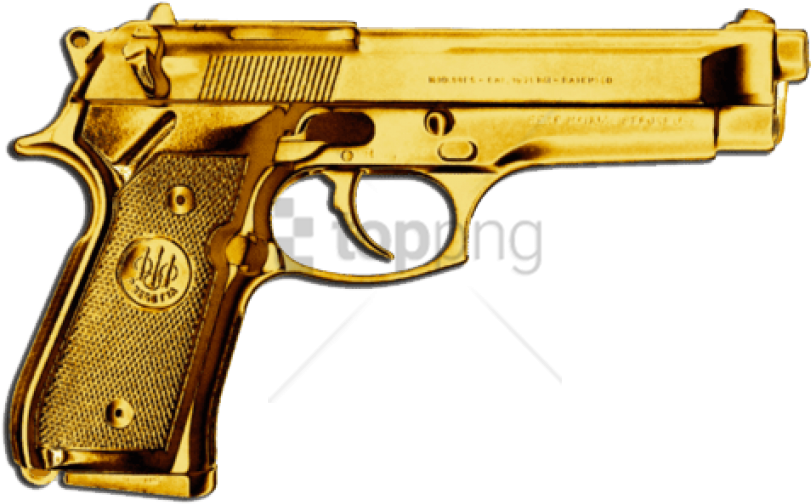 Free Png Gold Gun Png Png Image With Transparent Background - Gold Gun (850x546), Png Download
