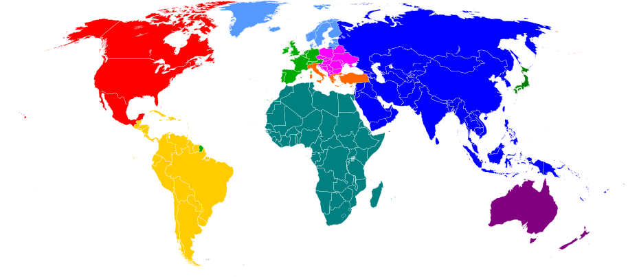 Segaregions Map - Svg - Countries In The World That Drive (914x403), Png Download