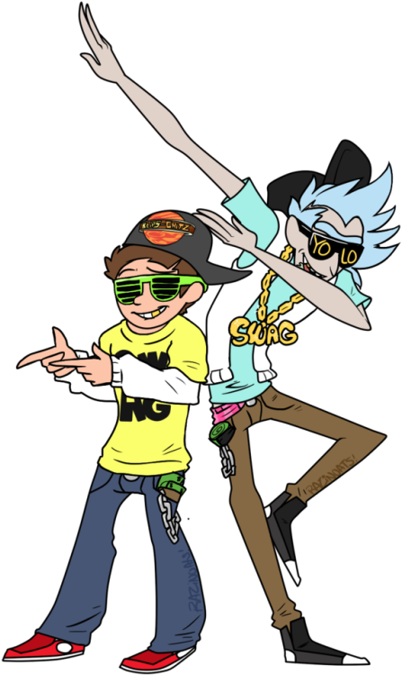 Dab Drawing Swag - Rick And Morty Dabbing (457x750), Png Download