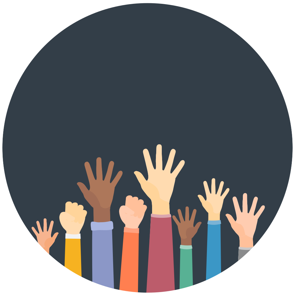 People Raising Hands - Circle (1001x1001), Png Download