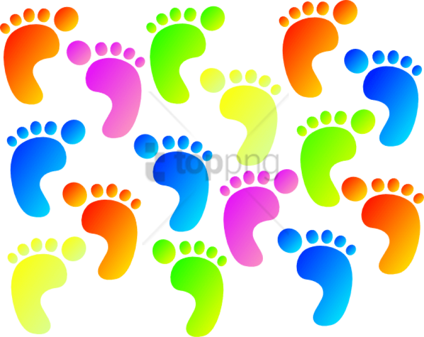 Free Png Download Colorful Footprints Png Png Images - Clip Art Foot Prints (850x675), Png Download