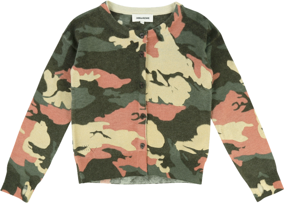 Zadig & Voltaire Kids Rozann Cardigan Camouflage - Cardigan (960x720), Png Download