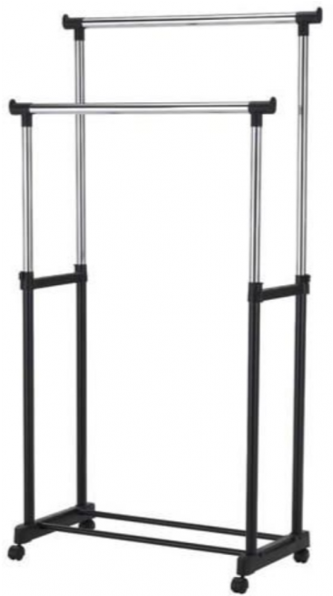 Double Pole Telescopic Clothes Rack (670x653), Png Download