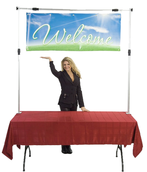 Ez Frame Displays Your Horizontal Banner Above The - Display Table Banner (500x618), Png Download