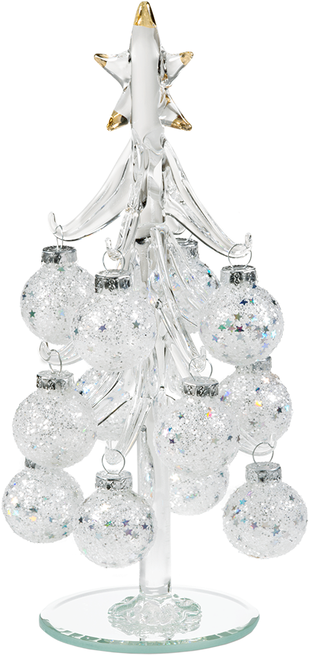 Glass Tree With White Baubles, 20cm - Christmas Ornament (1000x1000), Png Download