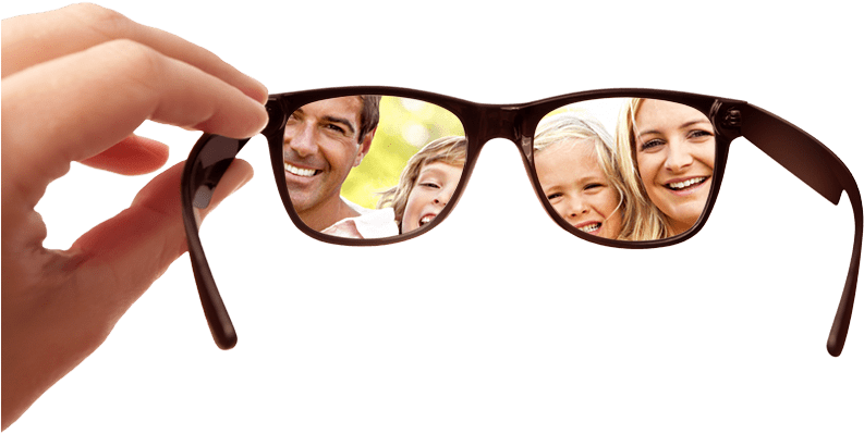 Family Focused Eye Care - Looking Through Glasses (800x400), Png Download