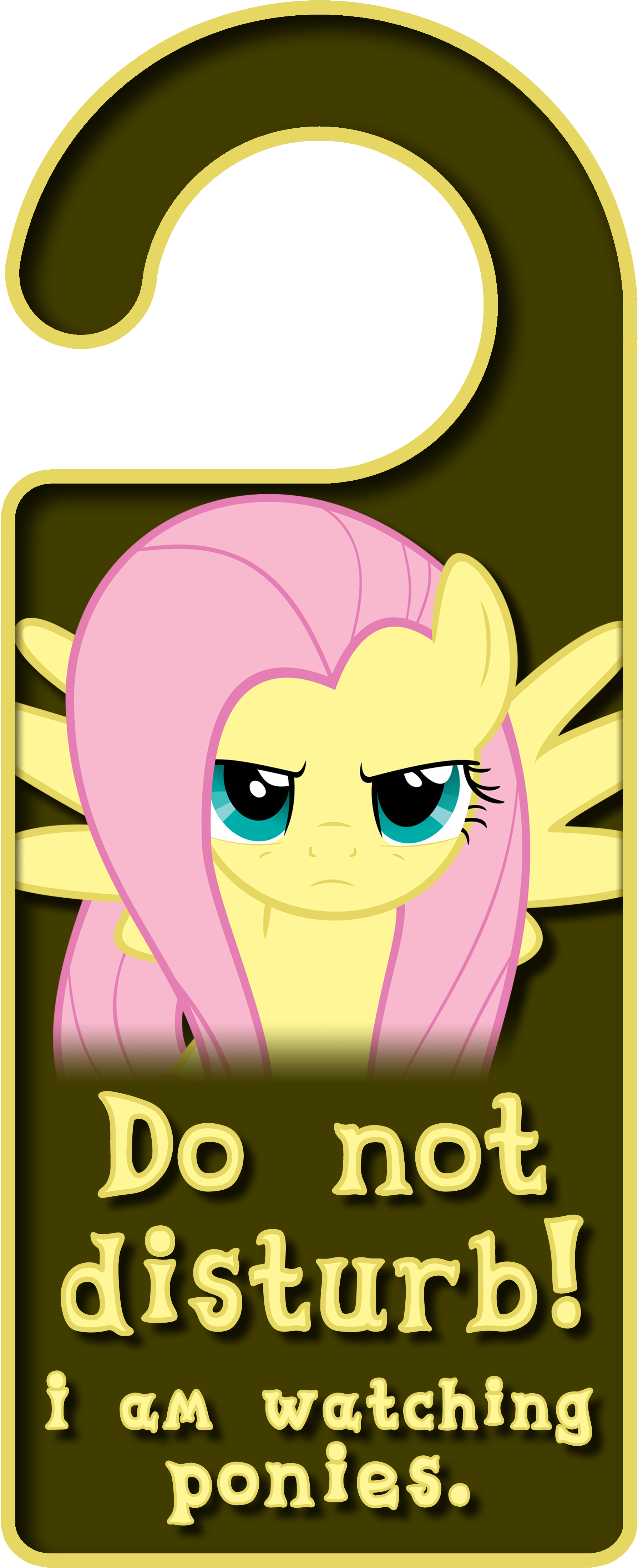 Fluttershy Door Knob Hanger By Thorinair Fluttershy - My Little Pony Do Not Disturb (1788x4397), Png Download