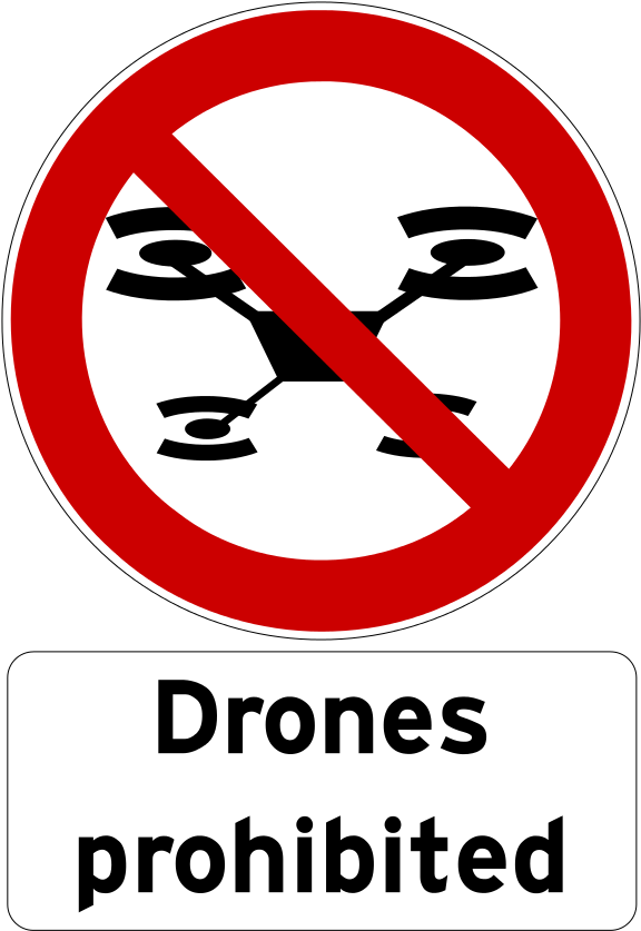 Drones Prohibited With Additional Sign - Senior Fraud Prevention (575x850), Png Download