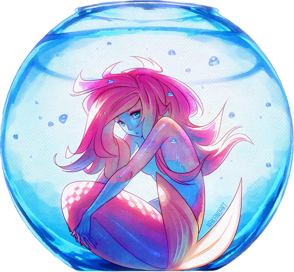 Fishbowl Sticker - Beautiful Anime Art Mermaid (1024x947), Png Download