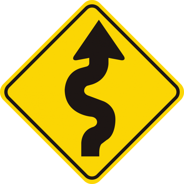 Winding Road Sign (600x600), Png Download