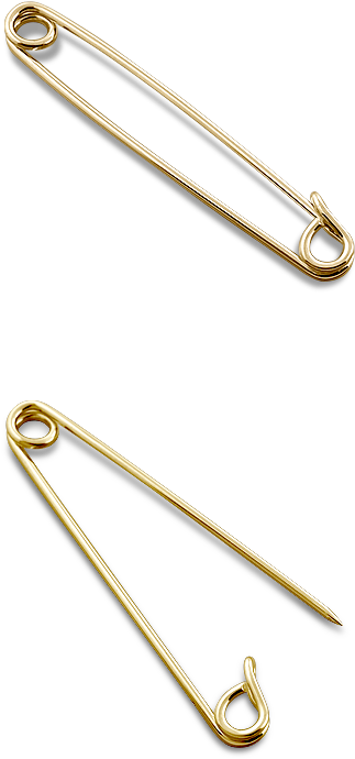 Men's Classic 14k Gold Safety Pin Collar Bar - Body Jewelry (350x950), Png Download