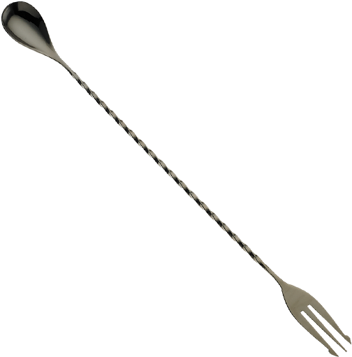 12 3/8" Bar Spoon With Fork End Gun Metal Black Barfly® - Spoon (900x900), Png Download