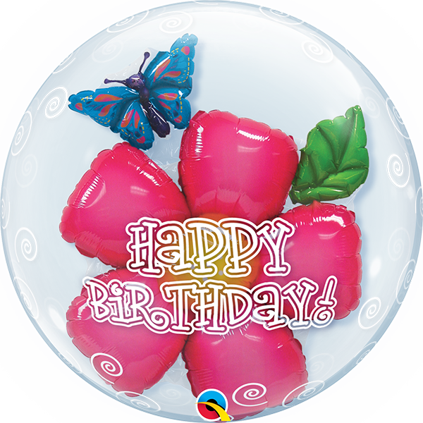 Birthday Flower Balloon - Flowers Bubbles Balloons (600x600), Png Download