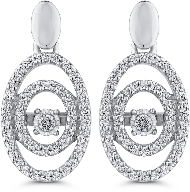 Ea0820t-04w Fashion Jewelry Carizza Fashion White Gold - Earrings (1000x1000), Png Download