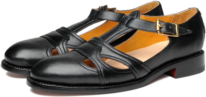 Aahj1 Summer Leather Sandal Goat Black - Sandal (1000x667), Png Download