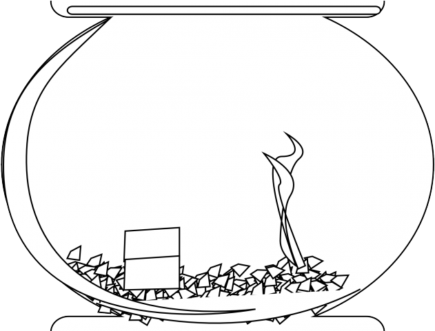 Fish Bowl Clipart - Fishbowl Black And White Clip Art Png (640x480), Png Download