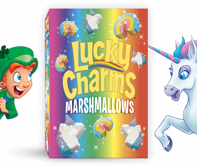 Lucky Charms Marshmallow Cereal Box - Cartoon (640x541), Png Download