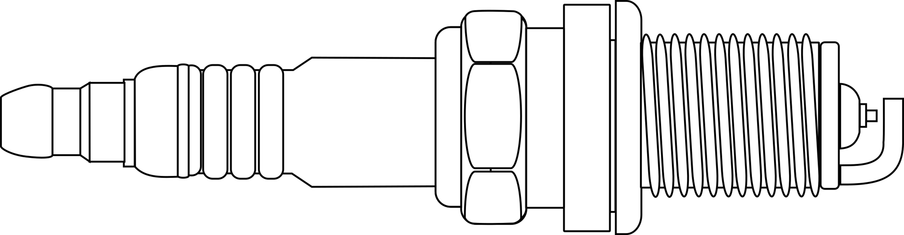 Spark Plug Drawing Ac Power Plugs And Sockets Electric - Draw A Spark Plug (2880x750), Png Download