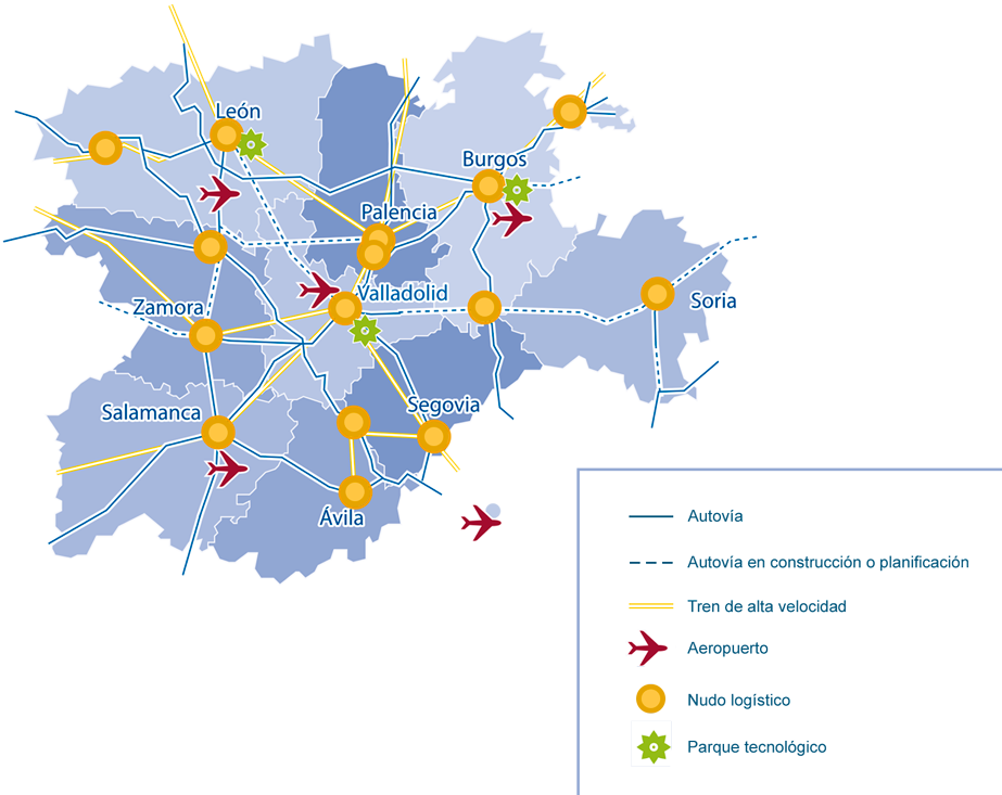 Mapa Castilla Leon Modificado - Aeropuerto De Castilla Y Leon (923x733), Png Download