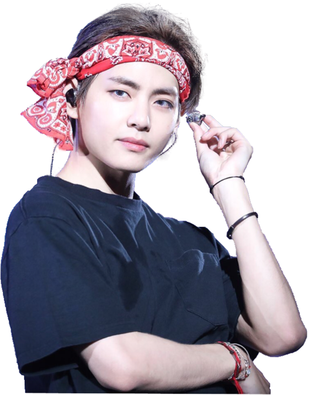 #v #taehyung #bts #kpop #concert #handsome #red #black - Bandana Kpop (1024x1309), Png Download