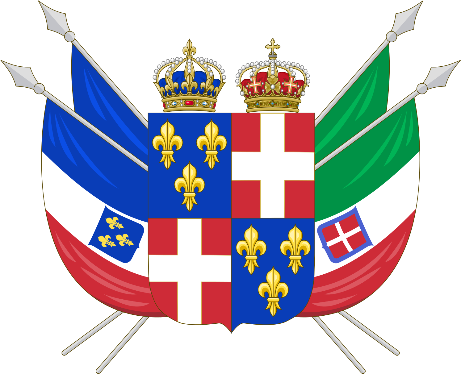 France Italian Unification Coat Arms - Royal Crown (1500x1238), Png Download