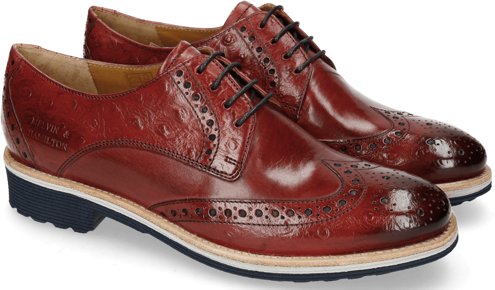 Derby Shoes Amelie 3 Ostrich Ruby - Leather (1024x1024), Png Download