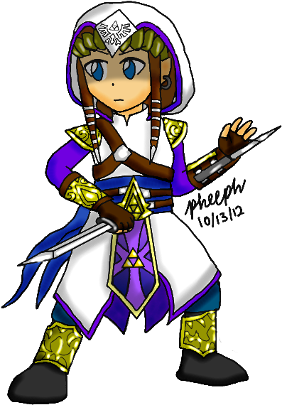 Zelda Sheik Assassin - Cartoon (550x600), Png Download