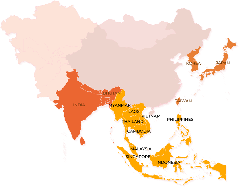 Central Asiasoutheast Asiajapan, Korea, Taiwan - Archipelago Of The Philippines World Map (841x753), Png Download