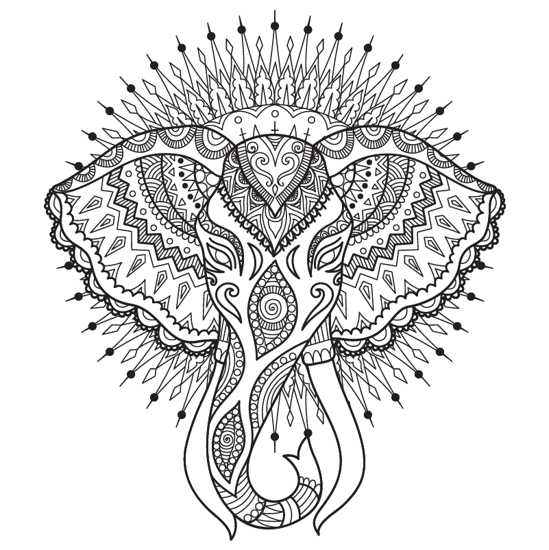 Ornate Elephant - Elephant Head Mandala Drawing (1000x1000), Png Download