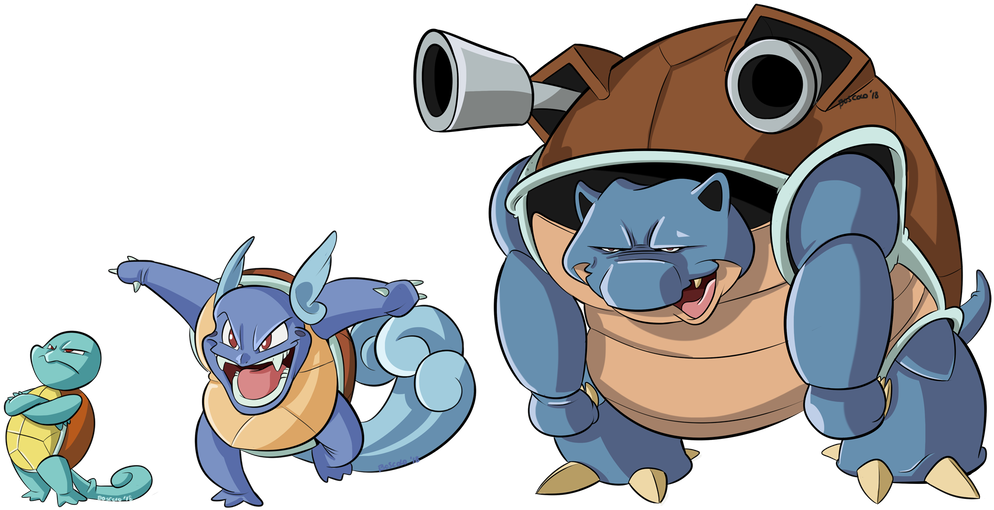 Squirtle Wartortle Blastoise Gif - Cartoon (1024x582), Png Download
