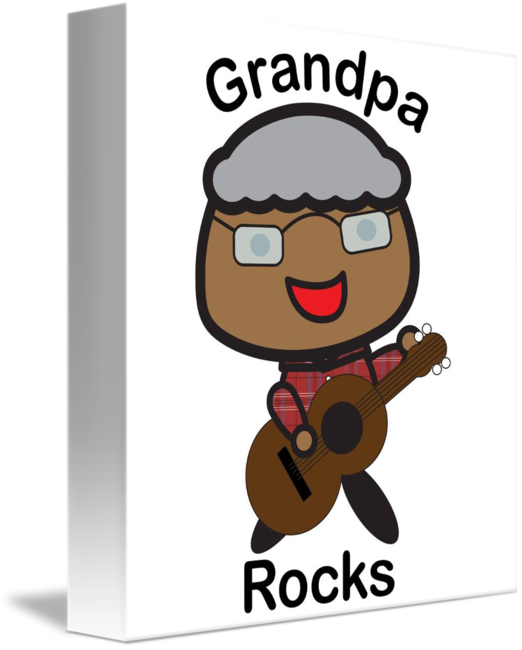 "black Grandpa Rocks Guitar" By Valerie Waters, Cocoa - Grandpa Rocks (522x650), Png Download