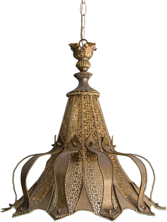 M#century Middle Eastern Brass Light Fixture - Chandelier (639x849), Png Download