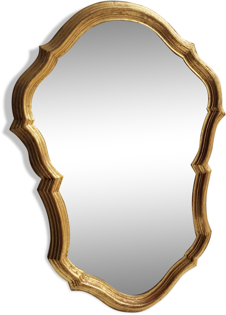 Former Mirror Frame Golden Wood 43x30cm - Mirror (1457x1457), Png Download