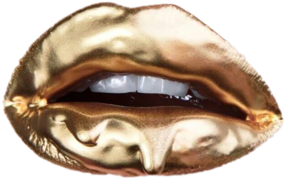 #golden #lips #gold#freetoedit - Dripping Gold Lips (1024x691), Png Download